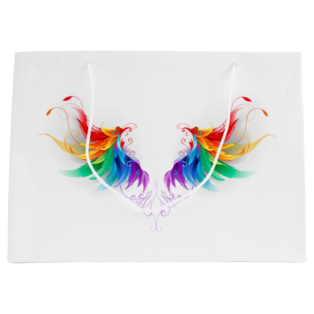 Fluffy Rainbow Wings Große Geschenktüte (Vorderseite)