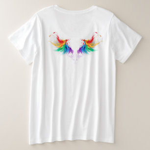 Fluffy Rainbow Wings Große Größe T-Shirt
