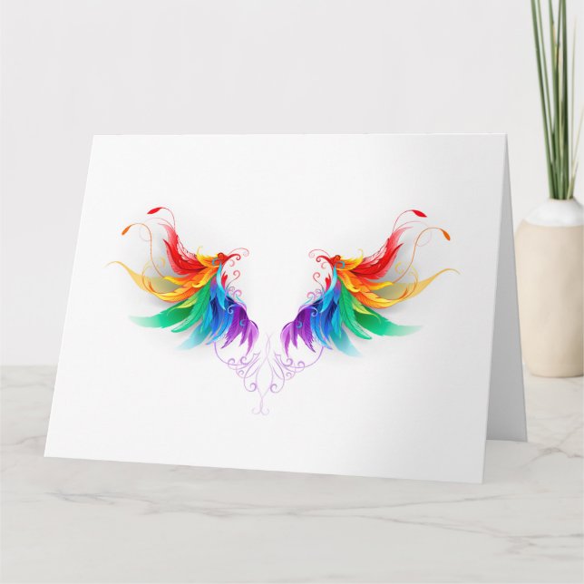 Fluffy Rainbow Wings Karte (Vorderseite)