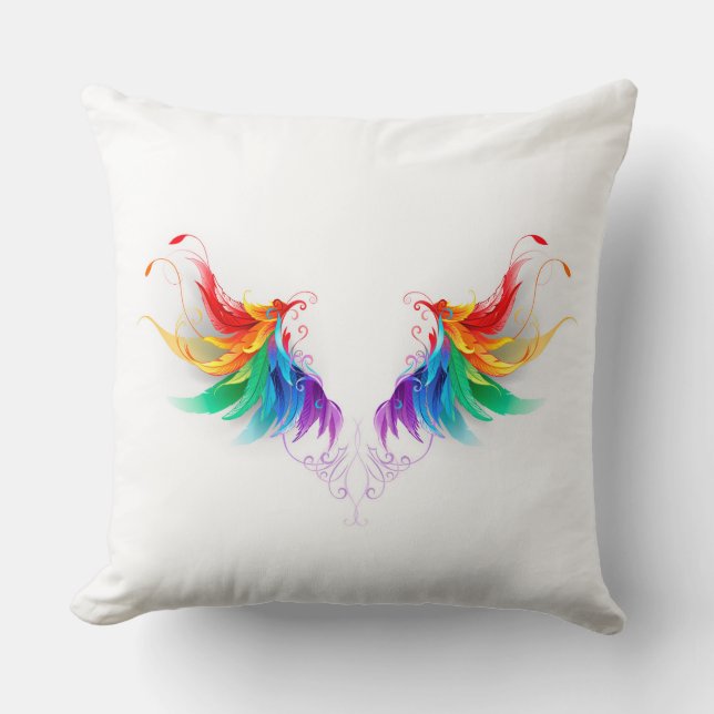 Fluffy Rainbow Wings Kissen (Vorderseite)