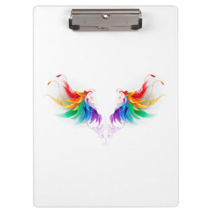 Fluffy Rainbow Wings Klemmbrett