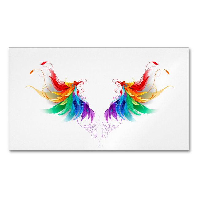 Fluffy Rainbow Wings Magnetische Visitenkarte (Vorderseite)