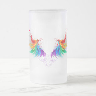 Fluffy Rainbow Wings Mattglas Bierglas