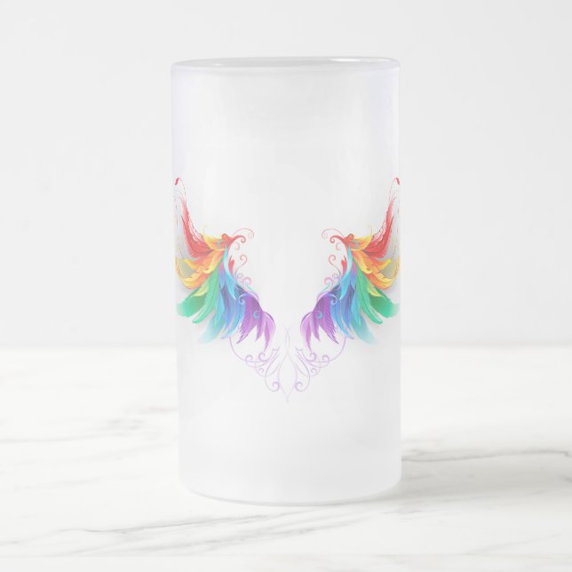 Fluffy Rainbow Wings Mattglas Bierglas (Mittel)