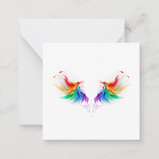 Fluffy Rainbow Wings Mitteilungskarte (Vorderseite)