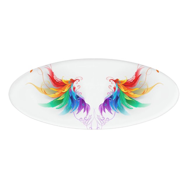 Fluffy Rainbow Wings Namenschild (Vorderseite)