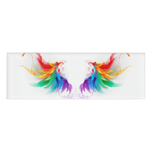 Fluffy Rainbow Wings Namenschild