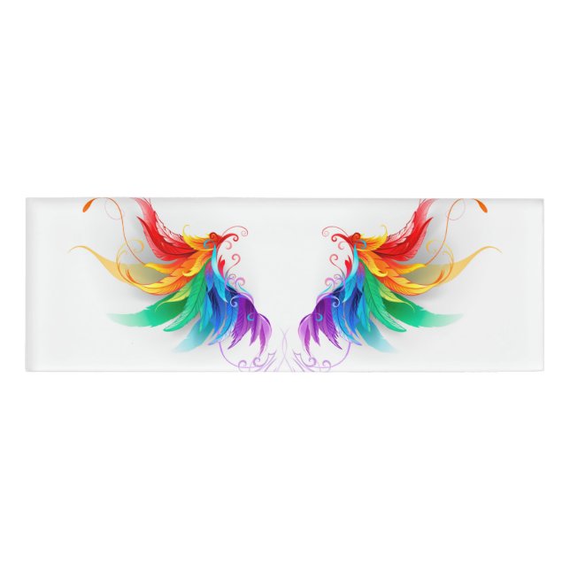 Fluffy Rainbow Wings Namenschild (Vorderseite)