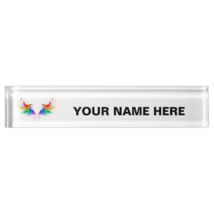 Fluffy Rainbow Wings Namensplakette