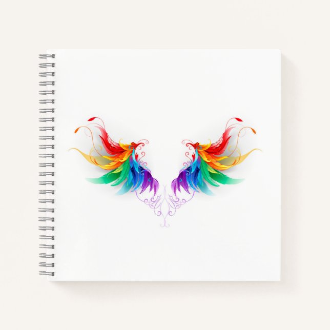 Fluffy Rainbow Wings Notizbuch (Vorderseite)