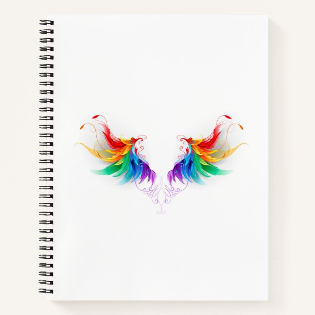 Fluffy Rainbow Wings Notizbuch (Vorderseite)