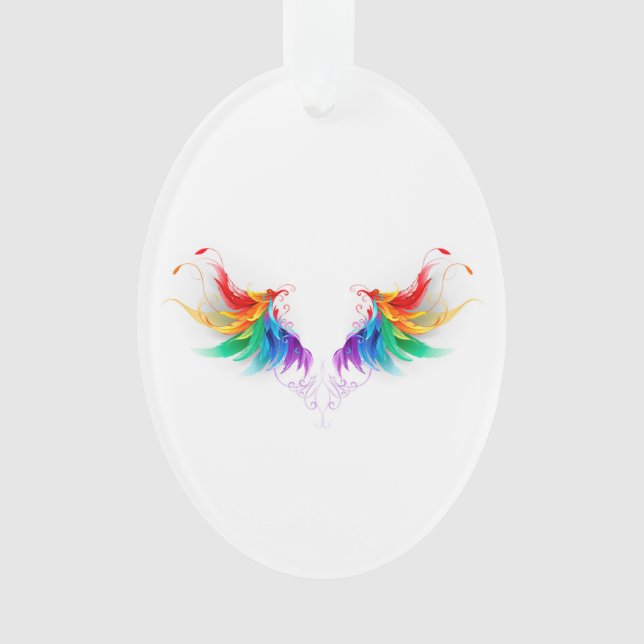 Fluffy Rainbow Wings Ornament (Vorderseite)