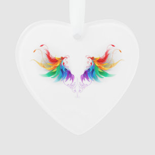 Fluffy Rainbow Wings Ornament