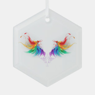 Fluffy Rainbow Wings Ornament Aus Glas