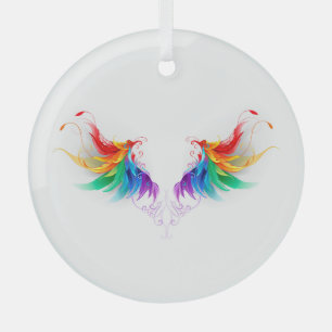 Fluffy Rainbow Wings Ornament Aus Glas