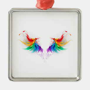 Fluffy Rainbow Wings Ornament Aus Metall