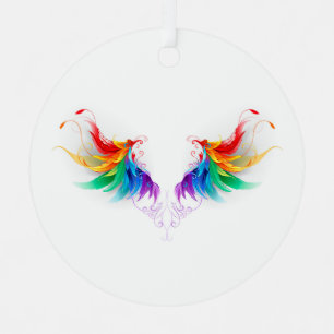 Fluffy Rainbow Wings Ornament Aus Metall