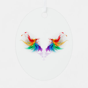 Fluffy Rainbow Wings Ornament Aus Metall