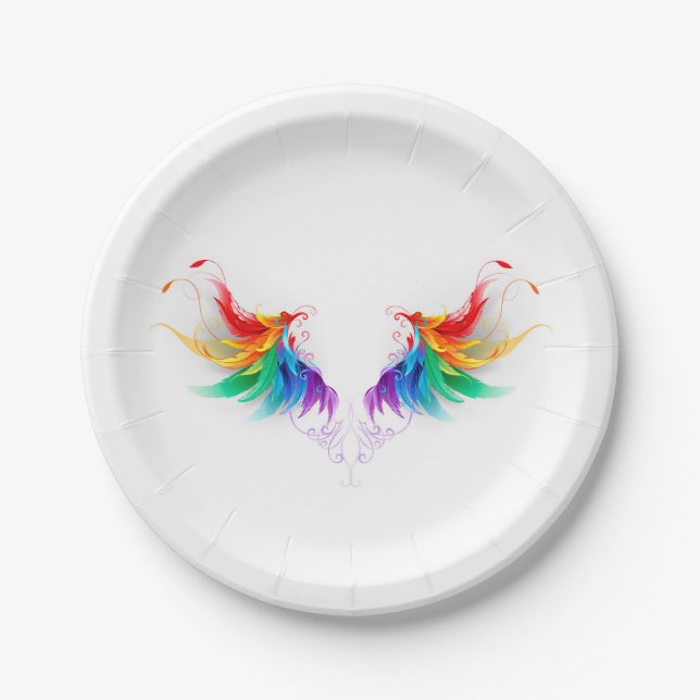 Fluffy Rainbow Wings Pappteller (Vorderseite)
