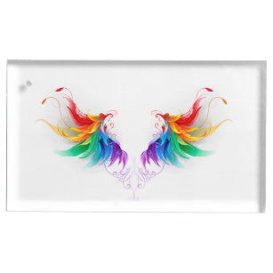 Fluffy Rainbow Wings Platzkartenhalter