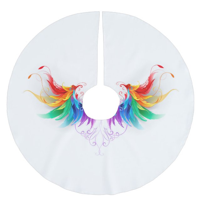 Fluffy Rainbow Wings Polyester Weihnachtsbaumdecke (Vorderseite)