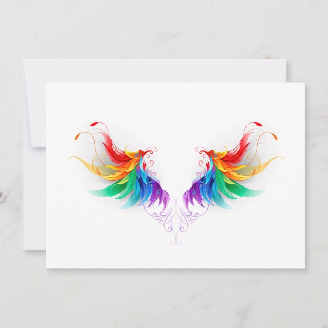 Fluffy Rainbow Wings Save The Date (Vorderseite)