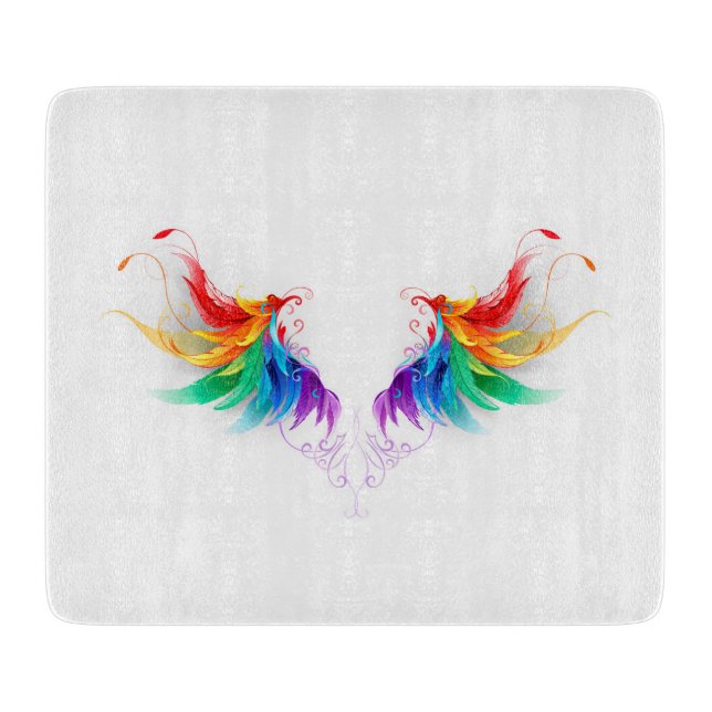 Fluffy Rainbow Wings Schneidebrett (Vorderseite)