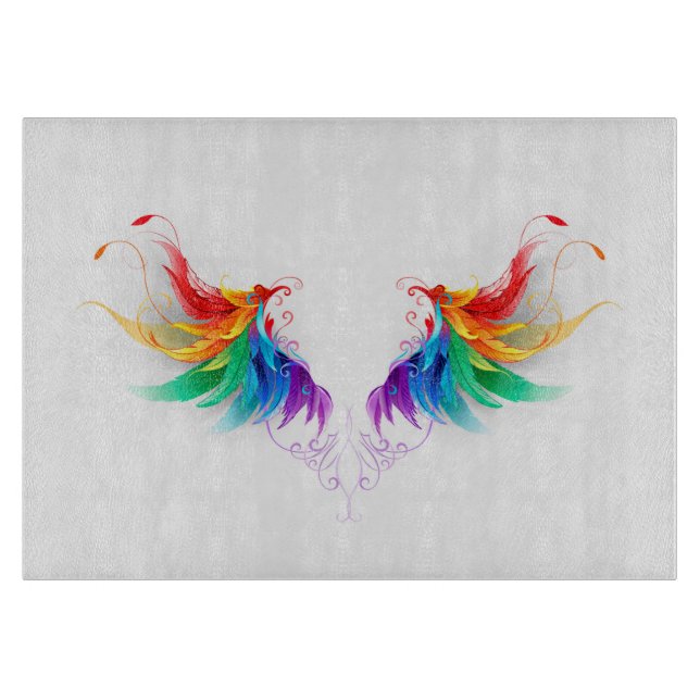 Fluffy Rainbow Wings Schneidebrett (Vorderseite)