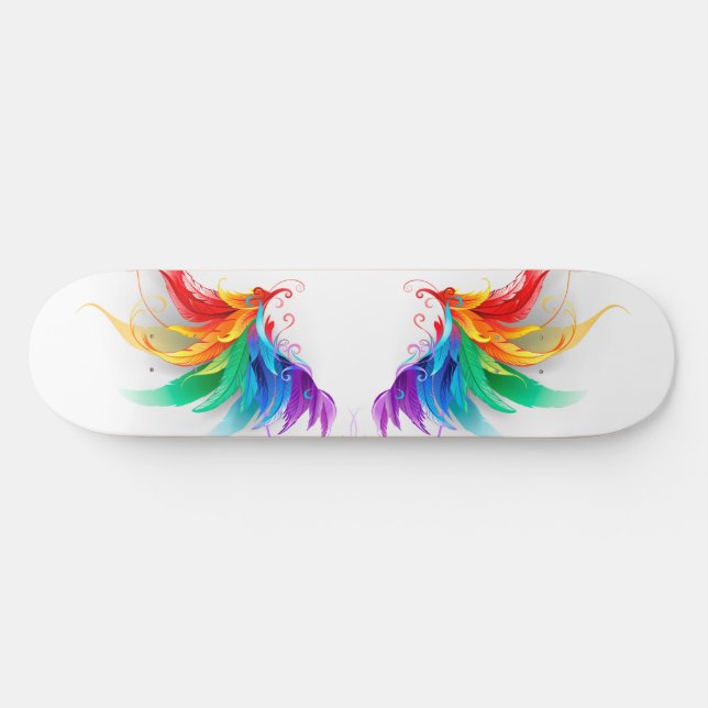 Fluffy Rainbow Wings Skateboard (Horizontal)