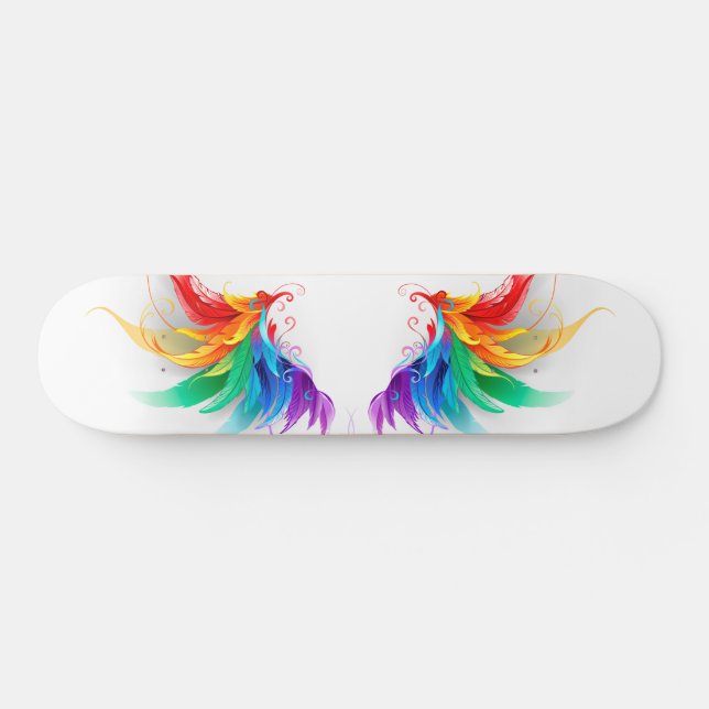Fluffy Rainbow Wings Skateboard (Horizontal)
