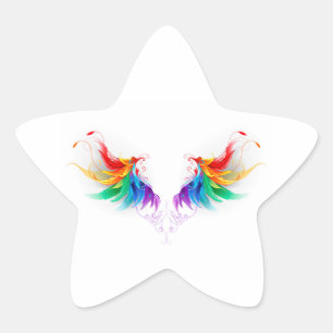 Fluffy Rainbow Wings Stern-Aufkleber