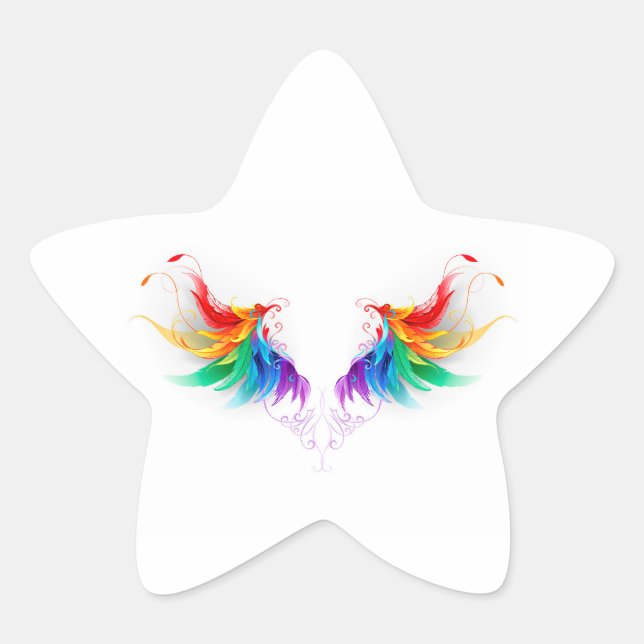 Fluffy Rainbow Wings Stern-Aufkleber (Vorderseite)