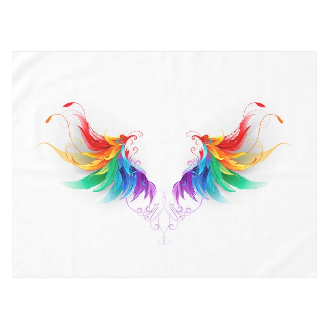Fluffy Rainbow Wings Tischdecke (Vorderseite (Horizontal))