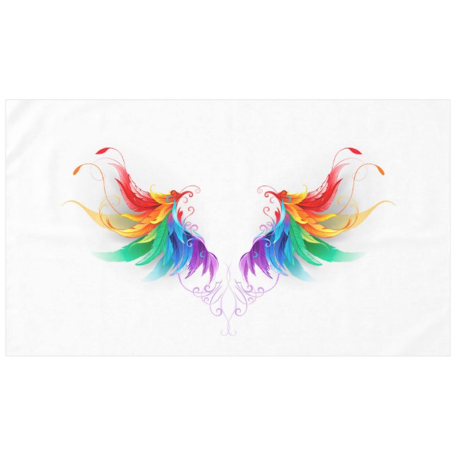 Fluffy Rainbow Wings Tischdecke (Vorderseite (Horizontal))