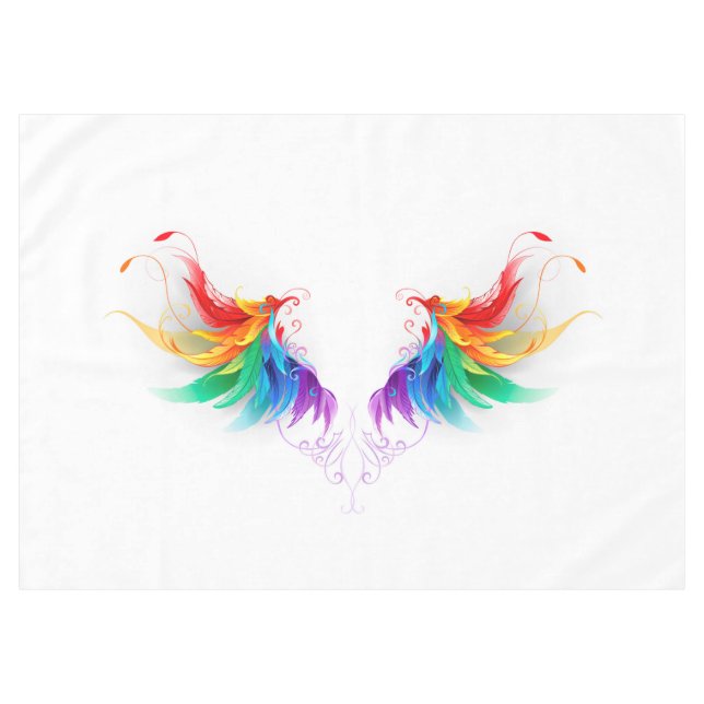 Fluffy Rainbow Wings Tischdecke (Vorderseite (Horizontal))