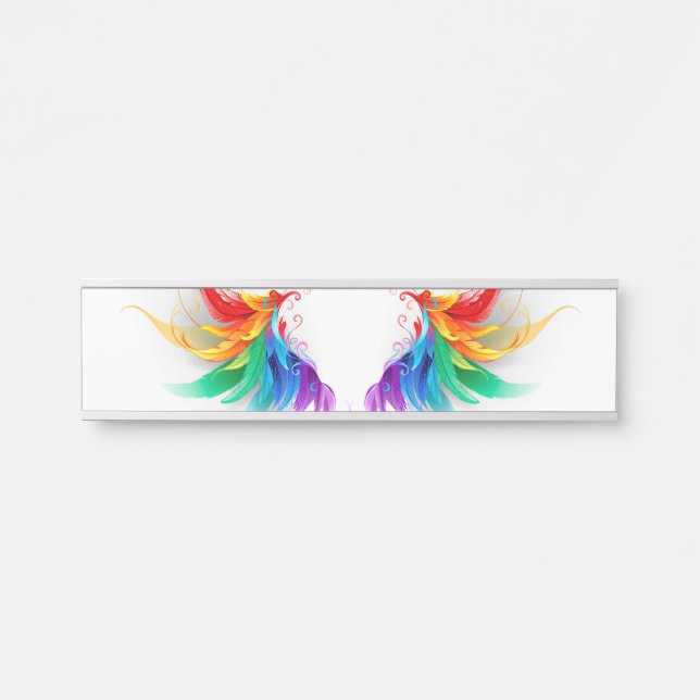 Fluffy Rainbow Wings Türschild (Vorderseite )