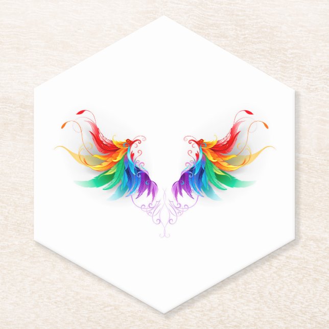 Fluffy Rainbow Wings Untersetzer (Vorderseite)