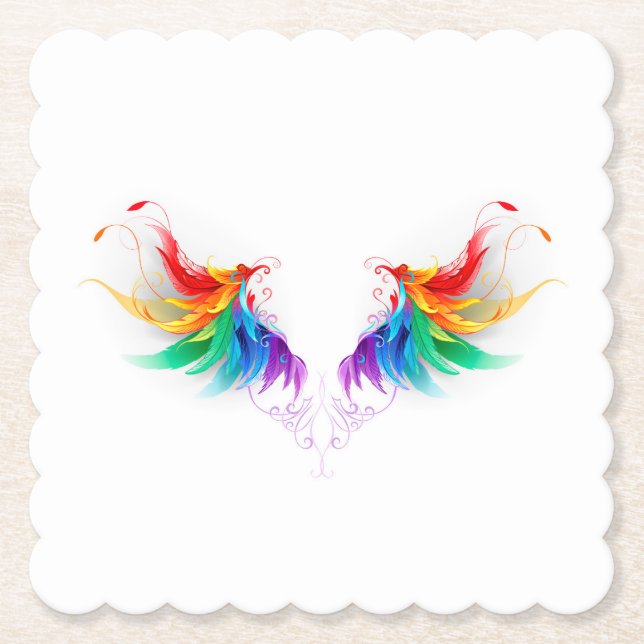 Fluffy Rainbow Wings Untersetzer (Vorderseite)