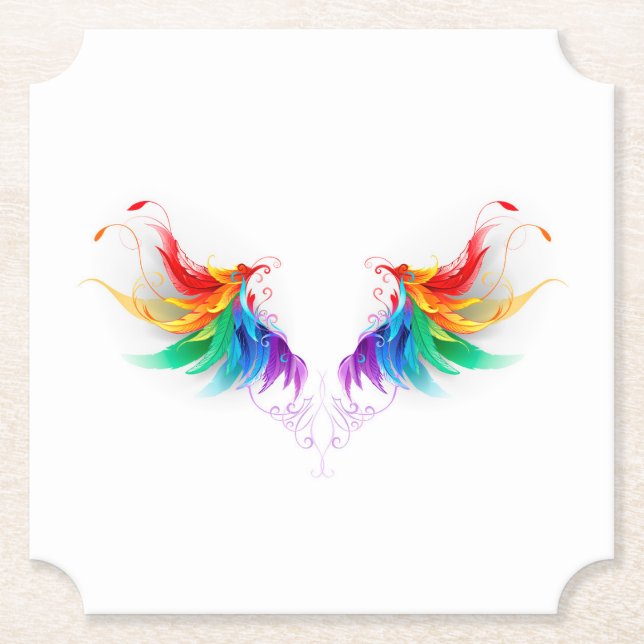 Fluffy Rainbow Wings Untersetzer (Vorderseite)