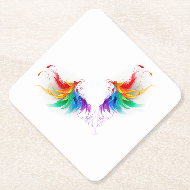 Fluffy Rainbow Wings Untersetzer (Vorderseite)