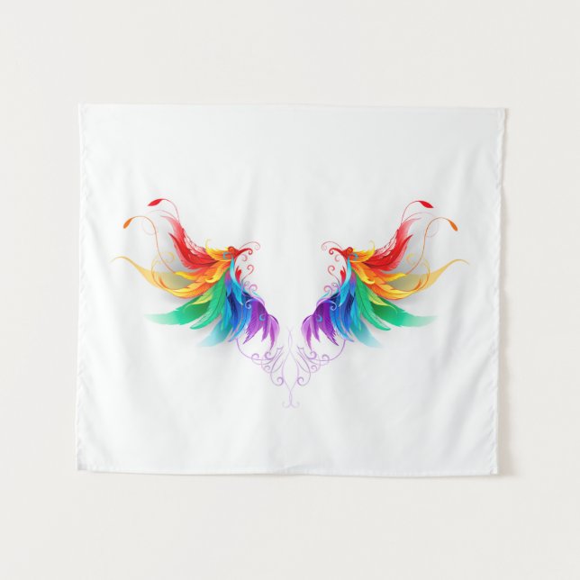 Fluffy Rainbow Wings Wandteppich (Vorderseite (Horizontal))