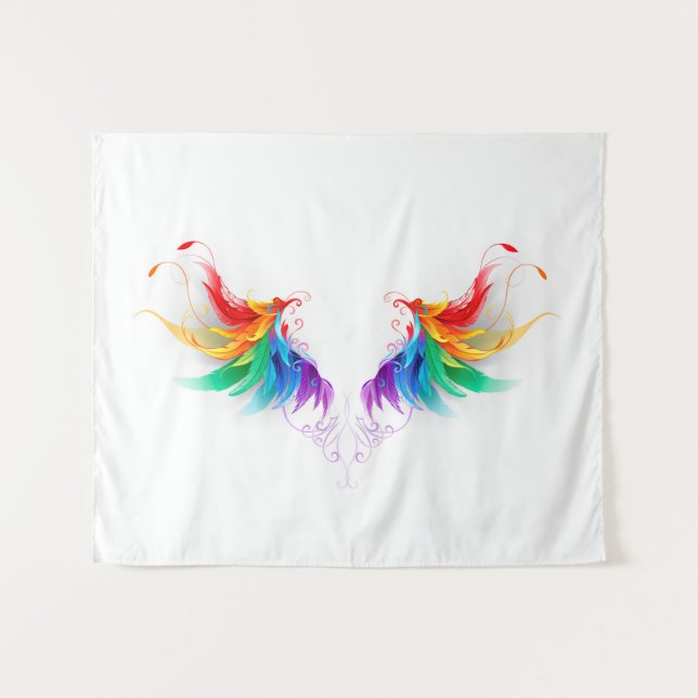 Fluffy Rainbow Wings Wandteppich (Vorderseite (Horizontal))