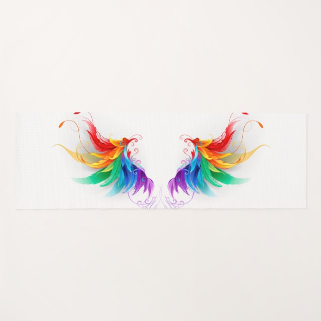 Fluffy Rainbow Wings Yogamatte (Vorderseite (Horizontal))