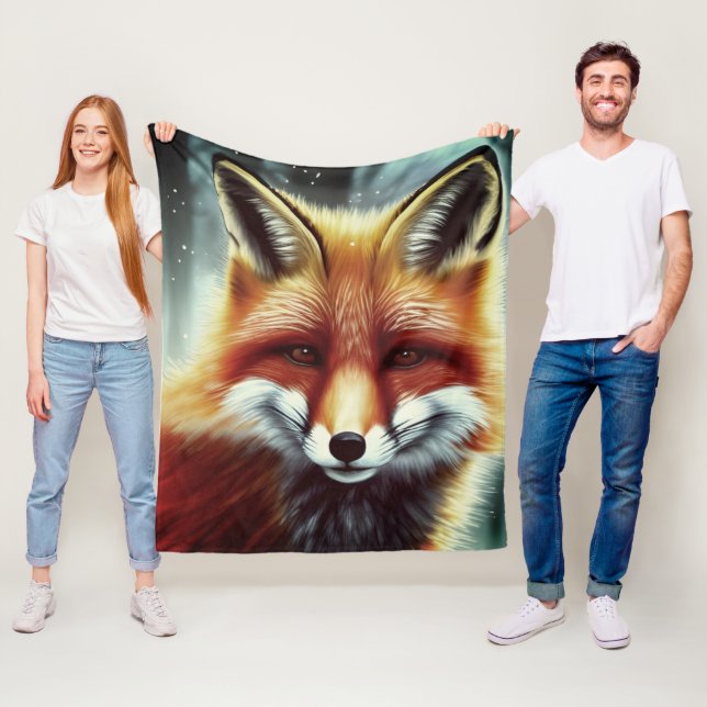 Fluffy Red Fox im Schnee Fleecedecke (Beispiel)