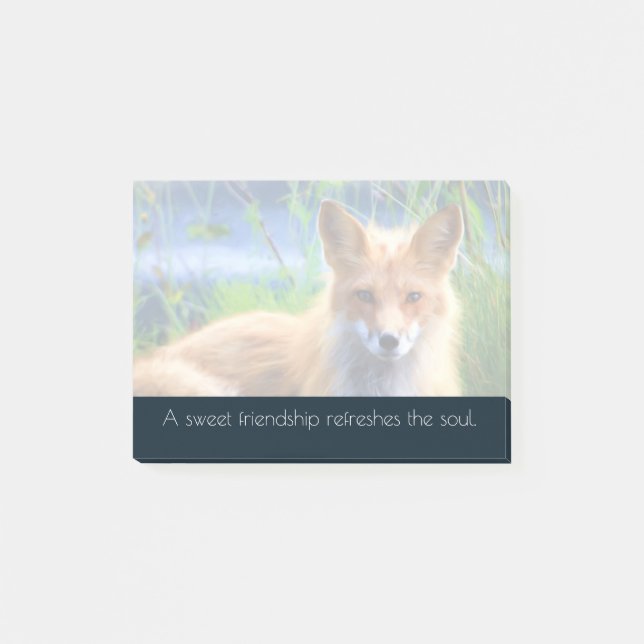 Fluffy Red Fox mit Freundschaftsangebot Post-it Klebezettel (Vorderseite)