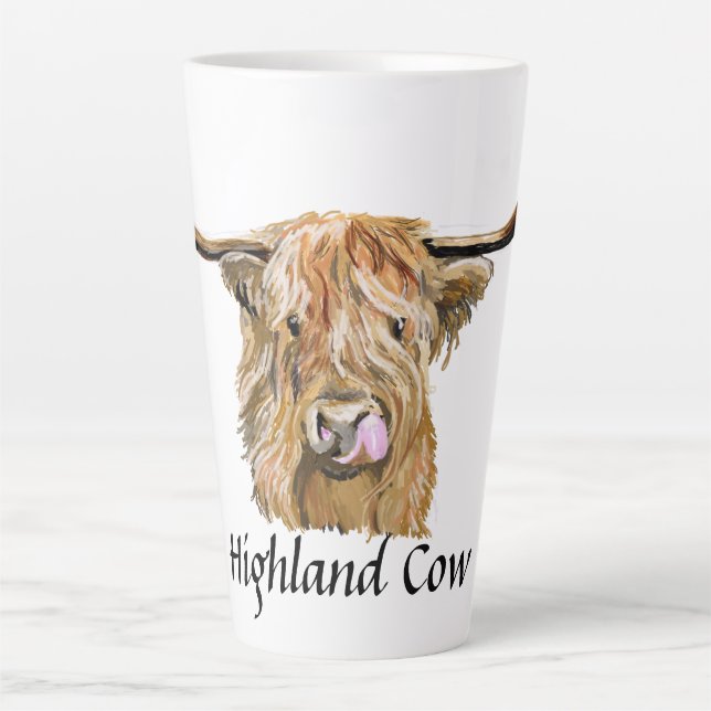 Fluffy Red Highland Cow Original Digital Art  Milchtasse (Vorderseite)
