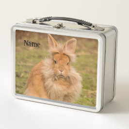 Fluffy Red Lionhead Bunny Rabbit Metall Brotdose