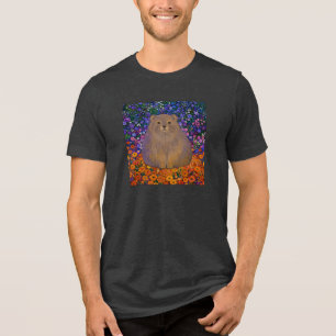 Fluffy Rock Hyrax Wildflower Garten Illustration Tri-Blend Shirt