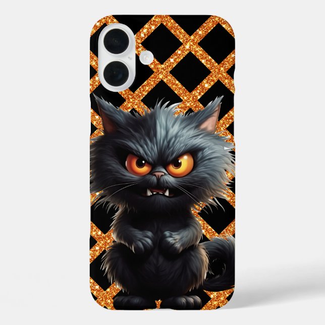 FLÜFFY SCHWARZE ANGRY HALLOWEWEY CAT Case-Mate iPhone HÜLLE (Rückseite)