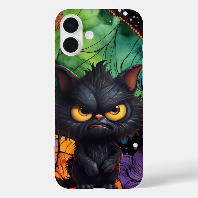 FLÜFFY SCHWARZE ANGRY HALLOWEWEY CAT Case-Mate iPhone HÜLLE (Rückseite)